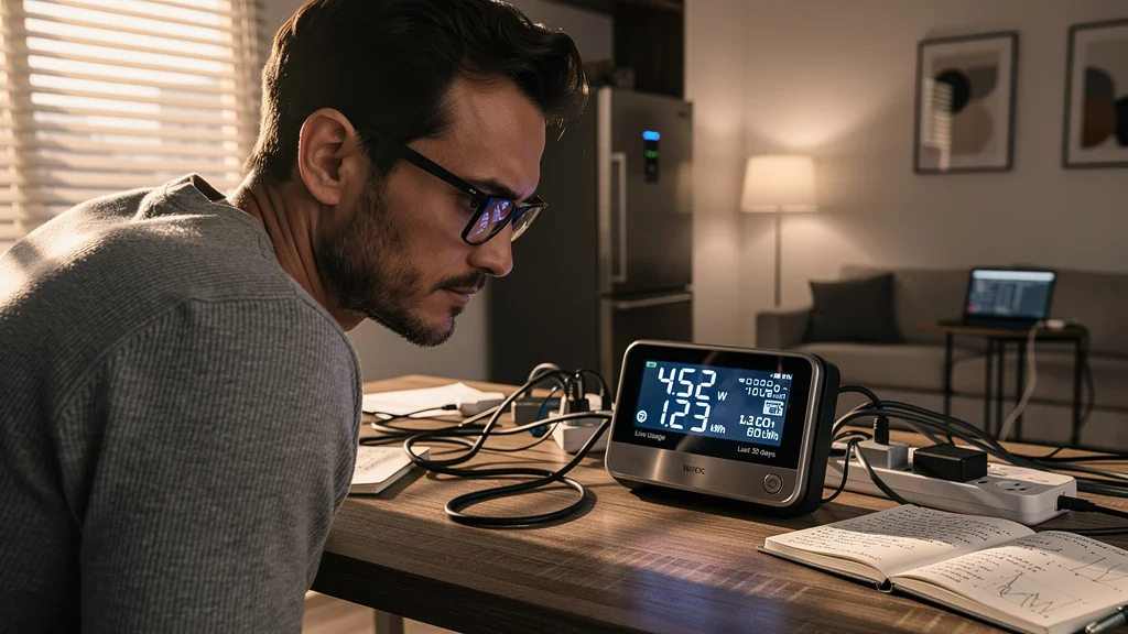 Bilan détaillé de 30 jours de consommation électrique minute par minute avec wattmètre connecté