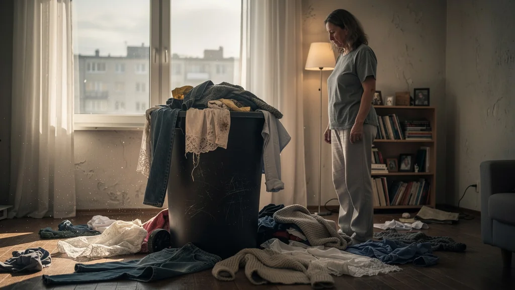 Femme regrette des années à jeter ses vêtements usagés à la poubelle au lieu de les donner