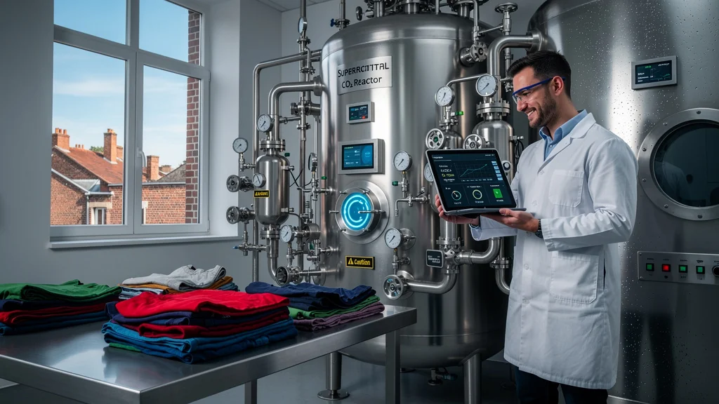 Visite du pilote CO2 supercritique à Roubaix pour nettoyer textiles sans eau, technologie écologique innovante