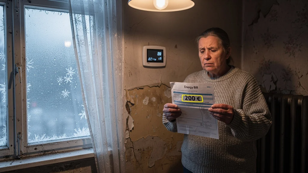 Chauffage mal isolé causant une surconsommation d'énergie et un coût de 200 euros annuel
