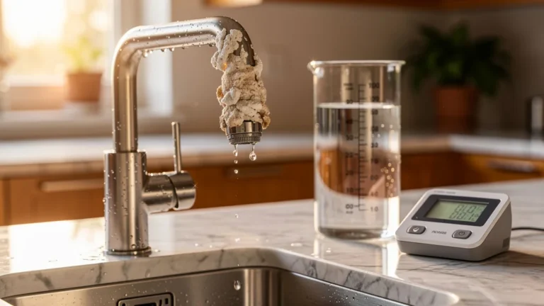 Mesure précise de l'eau économisée avec un mousseur entartré sur robinets en un mois