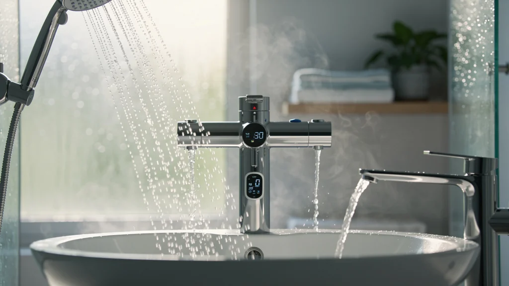 Mesure précise de la consommation d’eau chaude avec un mitigeur thermostatique dans une salle de bain moderne