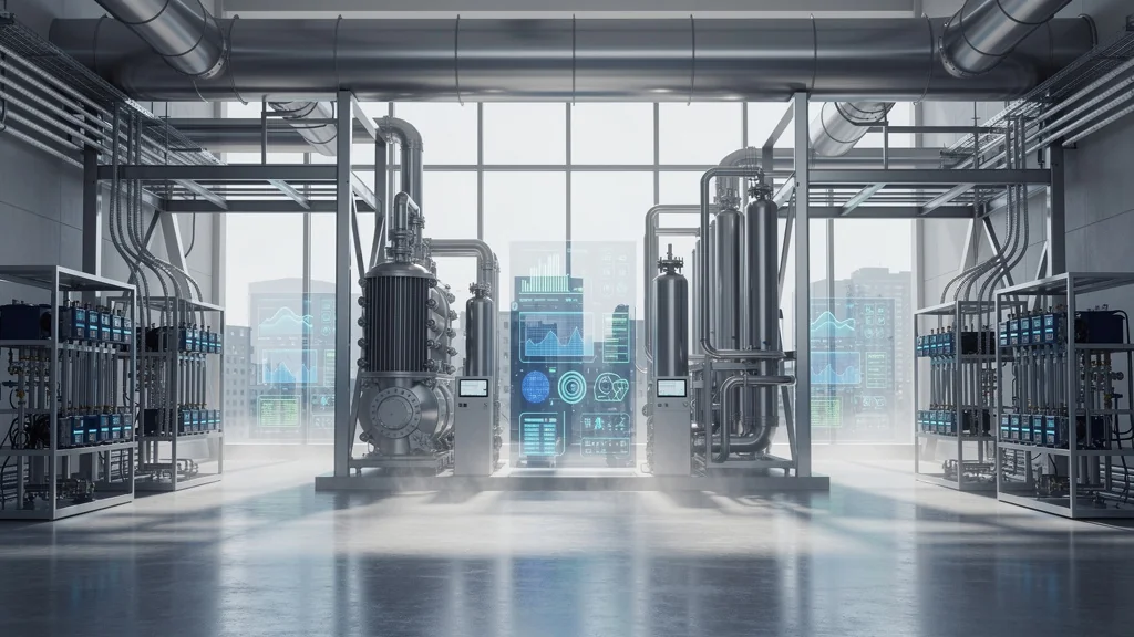 Environnement industriel moderne AC environnement avec technologies durables et CO2 supercritique en 8K