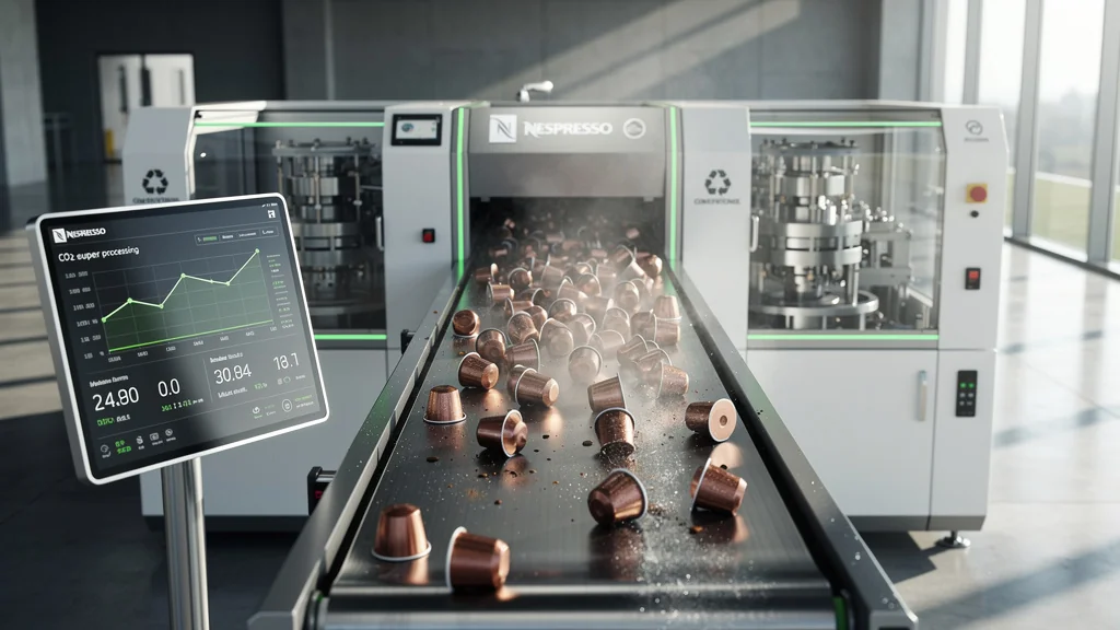 Recyclage efficace des capsules Nespresso en aluminium dans une usine moderne et lumineuse